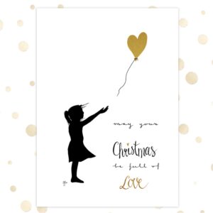 Kerstkaart 'May your Christmas be full of love - ballon' - goudfolie - MA36054 -  Goudfolie kerstkaarten bij MajesticAlly