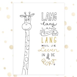 Kaart 'Lang zul je leven - Giraf' - MA36016 -  Golden Blessings bij MajesticAlly