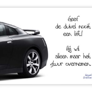 prentbriefkaart 'Geef de duivel nooit een lift'