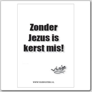 Kerstkaart 'Zonder Jezus is kerst mis' - Visje - 44106 -  Visje kerstkaarten bij MajesticAlly