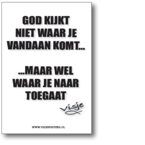 minikaart Visje 'God kijkt niet waar je vandaan komt'