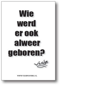Minikaart 'Wie werd er ook alweer geboren?' - Visje - 46039 -  Visje kerstkaarten bij MajesticAlly