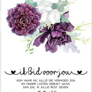 Kaart 'Ik bid voor jou - paarse bloem' - MA31033 -  Bloom bij MajesticAlly