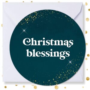 Kerstkaart rond 'Christmas Blessings' - MA41004 -  Christelijke kerstkaarten bij MajesticAlly
