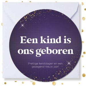 Kerstkaart rond \'Een kind is ons geboren\' - MA41012 -  Christelijke kerstkaarten bij MajesticAlly