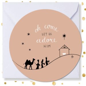 Kerstkaart rond 'oh Come let us adore Him' - MA41032 -  Christelijke kerstkaarten bij MajesticAlly