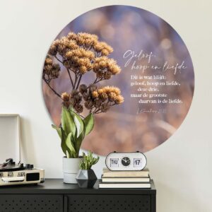 Muurcirkel '1 Korintiërs 13:13' - 60 cm - MA39322 -  Wanddeco bij MajesticAlly