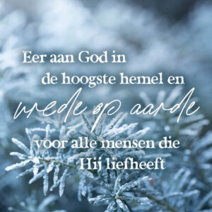 Eer aan God in de hoogste hemel en vrede op aarde voor alle mensen die Hij liefheeft