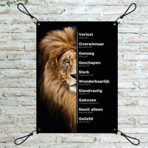 MA44503 Tuinposter 'Leeuw met tekst'