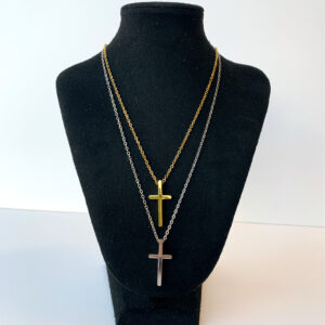 Herenketting kruis 3 cm goud - 50 cm